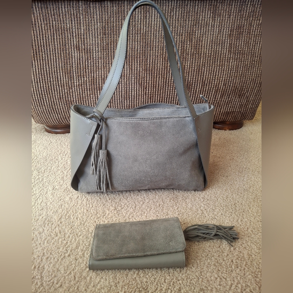 Mark & Graham Gray Suede Satchel & Wallet